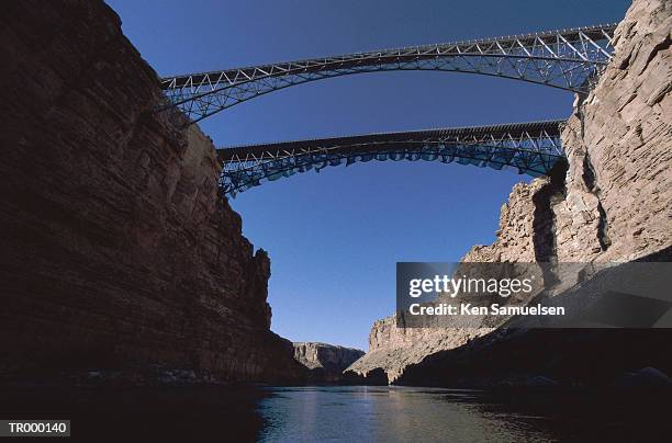 bridge over grand canyon - valley type stock pictures, royalty-free photos & images