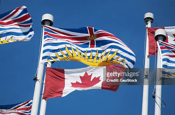 british columbia and canadian flags - british columbia 個照片及圖片檔