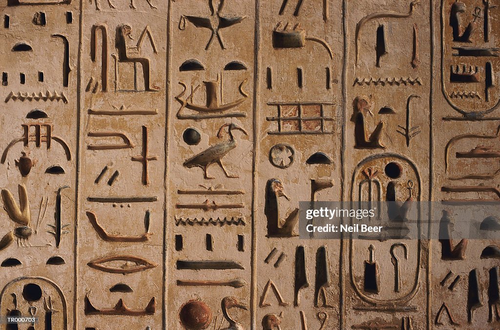 Egyptian hieroglyphics, close-up