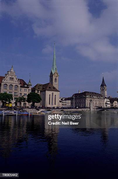 cathedral in zurich - kanton zürich stock-fotos und bilder