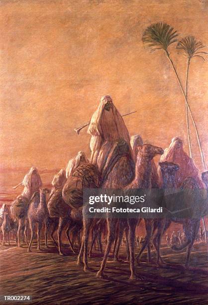 the caravan - gaetano previati stock illustrations