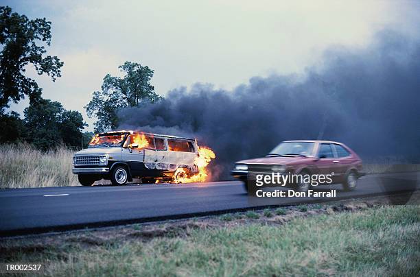 fire on the highway - don farrall stock pictures, royalty-free photos & images