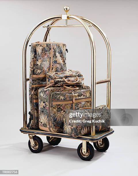 bellmans cart with luggage - greg stock pictures, royalty-free photos & images