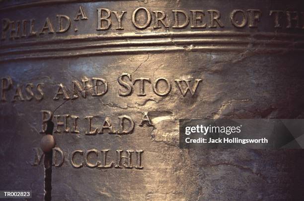 detail of liberty bell, philadelphia - bell foto e immagini stock