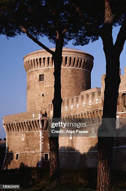 italy, latium, ostia, castle of pope julius ii, exterior - ii stock pictures, royalty-free photos & images