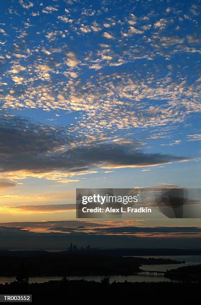 usa, washington state, seattle, skyline, silhouette - para state fotografías e imágenes de stock