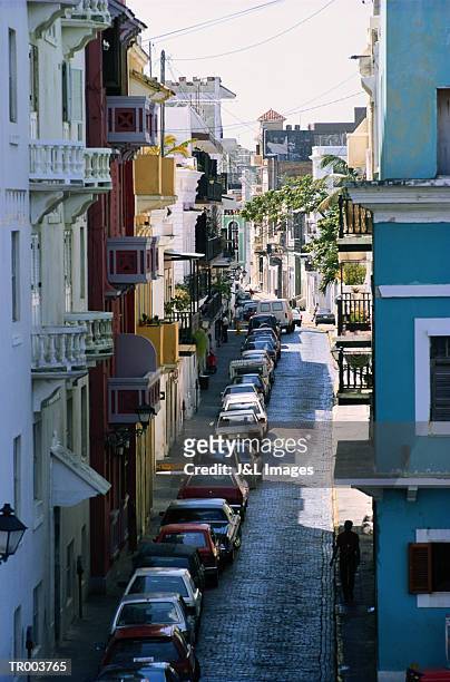 puerto rico, west end of old san juan, looking down caleta las monjas - greater antilles imagens e fotografias de stock
