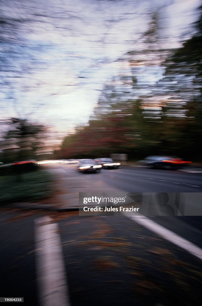 Blurred View of Oncoming Traffic