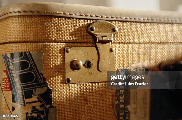 antique suitcase - latch fotografías e imágenes de stock