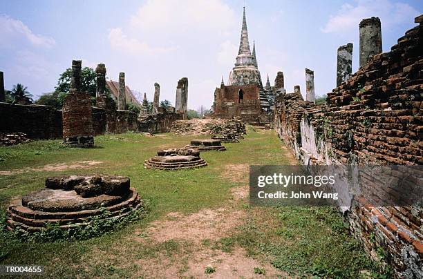 ruins of ancient buddhist temple - wang he stock-fotos und bilder