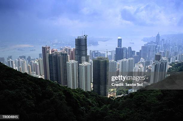 hong kong skyline - sudeste da china imagens e fotografias de stock