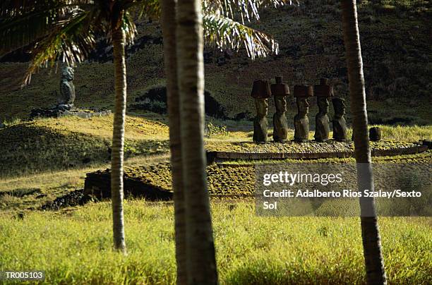 easter island statues - norwegian royal family attends the unveiling of a statue of king olav v in oslo stockfoto's en -beelden