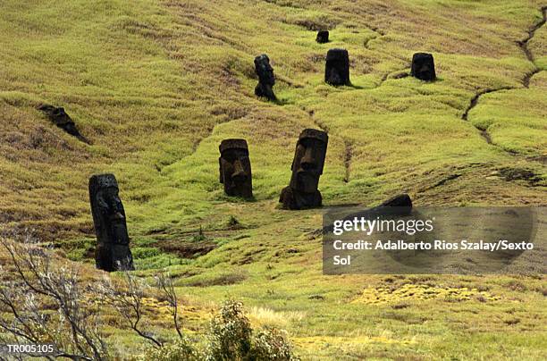 easter island statues - norwegian royal family attends the unveiling of a statue of king olav v in oslo stockfoto's en -beelden