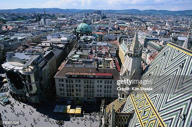 vienna city view - wiener innenstadt stock-fotos und bilder