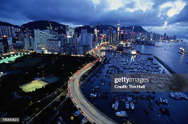 hong kong harbor - hong kong stockfoto's en -beelden