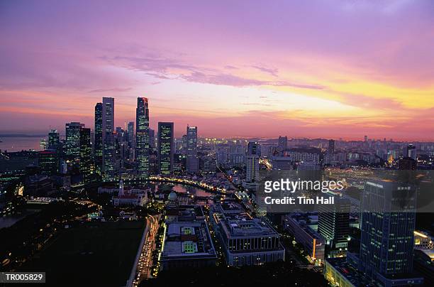 sunset in singapore - singapore stock-fotos und bilder