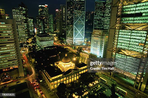 hong kong at night - sudeste da china imagens e fotografias de stock