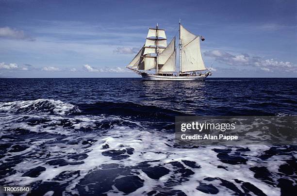 sailing ship at sea - nautical vessel part foto e immagini stock