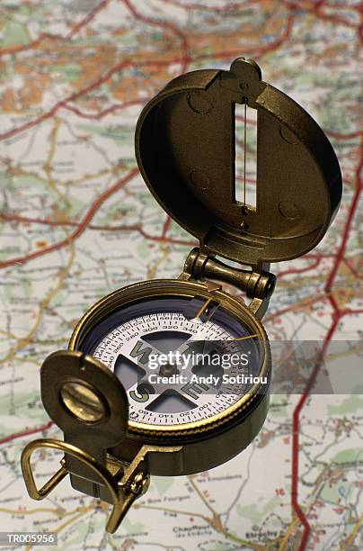 compass with map - andy stock pictures, royalty-free photos & images