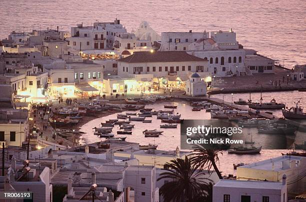 mykonos at night - nick stock-fotos und bilder