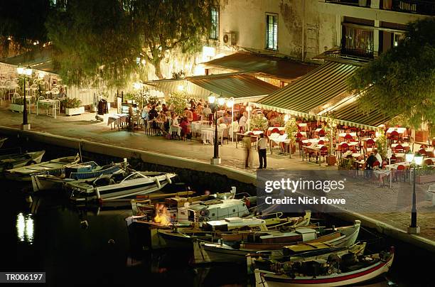 waterfront of aghios nikolaos - sea of crete fotografías e imágenes de stock