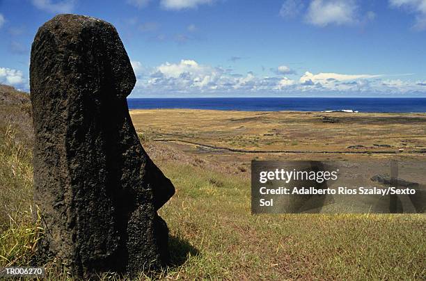 moai stone head - norwegian royal family attends the unveiling of a statue of king olav v in oslo stockfoto's en -beelden