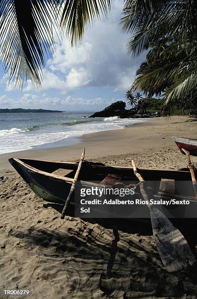 boats on beach - greater antilles fotografías e imágenes de stock