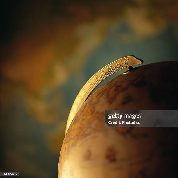 globe detail - king juan carlos and queen sofia attends 25th anniversary tribute of seville universal exhibition stockfoto's en -beelden