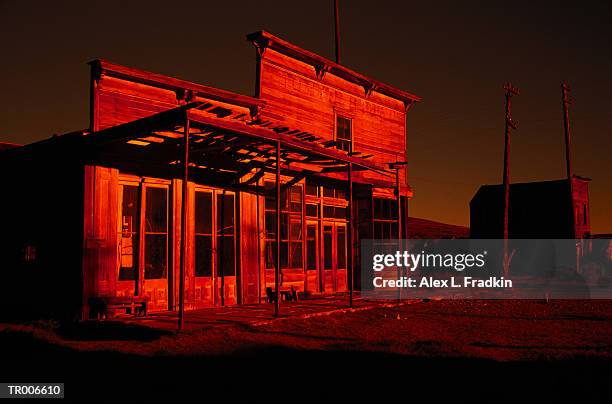 usa, california, abandoned building in ghost town, twilight - ghost town stock pictures, royalty-free photos & images