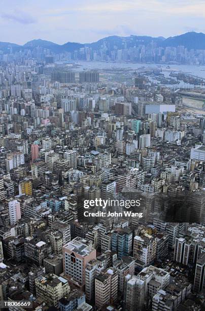 aerial view of hong kong - sudeste da china imagens e fotografias de stock