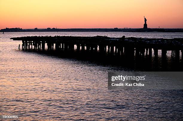 pier at brooklyn, new york city - liberty island stock pictures, royalty-free photos & images