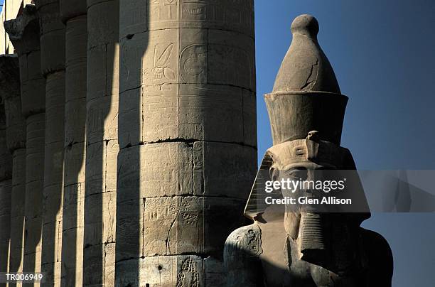 statue of ramses ii in luxor, egypt - history of football preview screening by tv channel history and sky in munich stockfoto's en -beelden