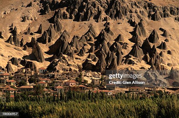 cave houses in cappadocia, turkey - allison stock pictures, royalty-free photos & images