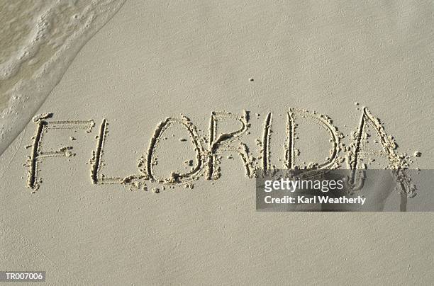 florida written in the sand - karl stock pictures, royalty-free photos & images