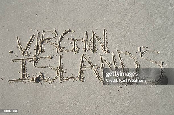 virgin islands written in the sand - 西インド諸島 リーワード諸島 ストックフォトと画像