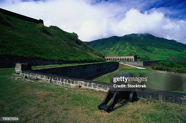 cannon at the brimstone hill fortress - 西インド諸島 リーワード諸島 ストックフォトと画像