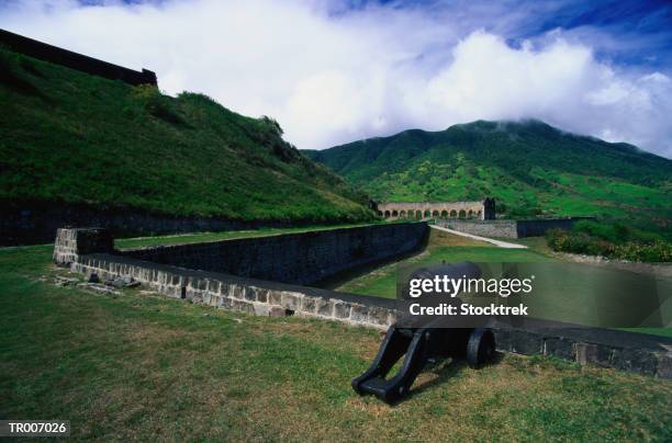 cannon at the brimstone hill fortress - lesser antilles stock pictures, royalty-free photos & images