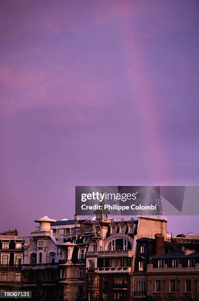 rainbow over paris, france - france foto e immagini stock