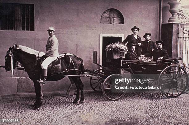 horse and carriage - kleurcorrectie stockfoto's en -beelden