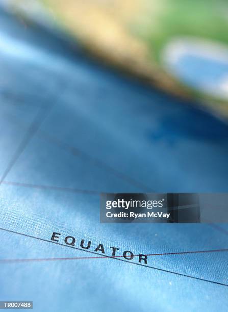 detail of a map of the world - equator line bildbanksfoton och bilder