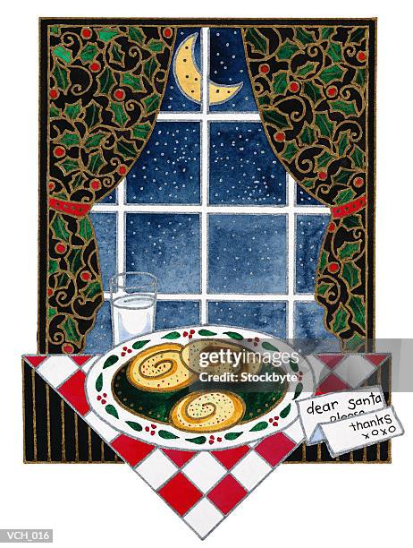 a plate of cookies for santa claus - for stock-grafiken, -clipart, -cartoons und -symbole