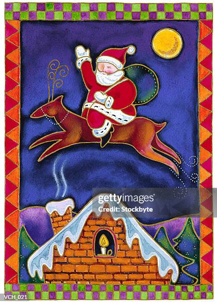 ilustraciones, imágenes clip art, dibujos animados e iconos de stock de santa claus riding a reindeer - house and senate dems outline constitutional case for trump to obtain congressional consent before accepting foreign payments or gifts