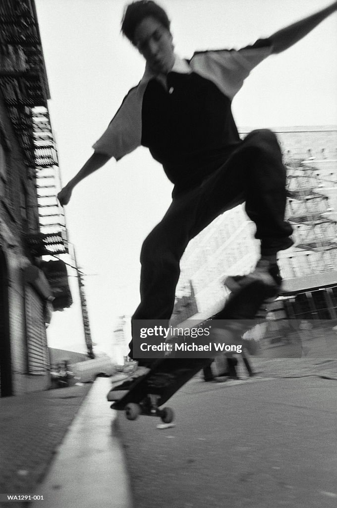 Skateboarder in mid-air