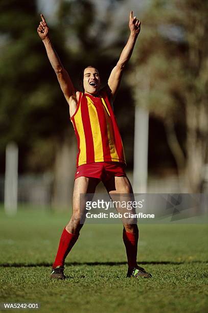 australia rules football player celebrating - cianflone stock pictures, royalty-free photos & images