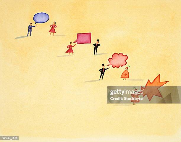 ilustrações, clipart, desenhos animados e ícones de people talking with empty word bubbles - grupo médio de pessoas
