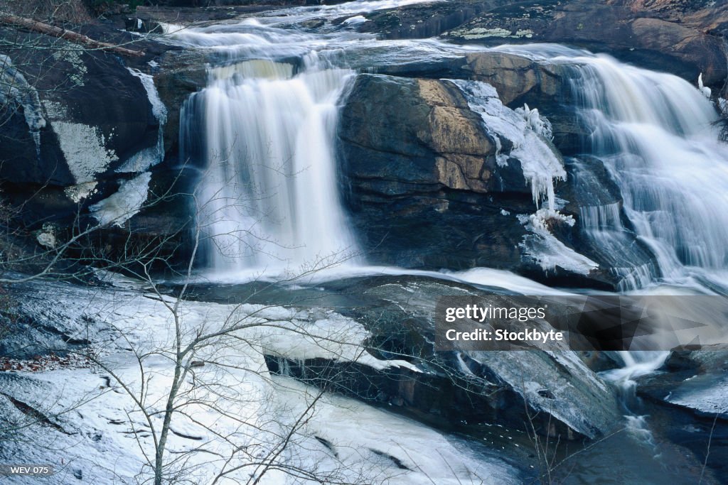 Water cascading over rocks