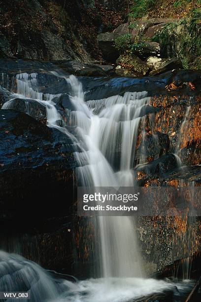 waterfall spilling into mountain pool - the lady garden gala hosted by chopard in aid of silent no more gynaecological cancer fund cancer research uk stockfoto's en -beelden
