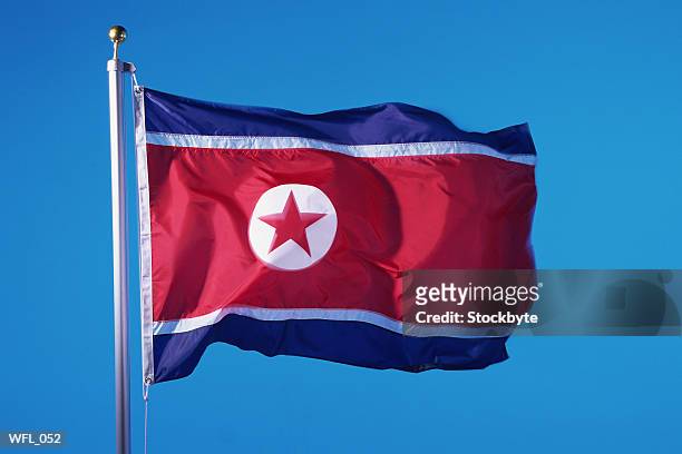 flag of north korea - north korea flag stock pictures, royalty-free photos & images