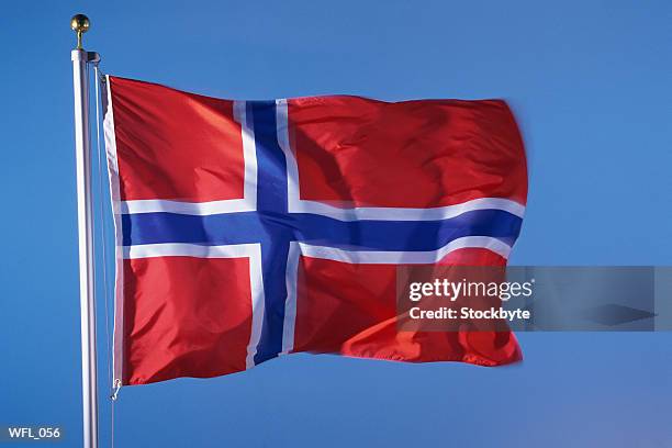 flag of norway - king and queen of norway celebrate their 80th birthdays banquet at the opera house day 2 stockfoto's en -beelden