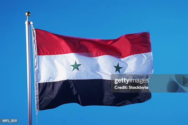 flag of syrian arab republic - middle east flag foto e immagini stock